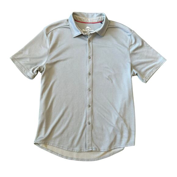 Tommy Bahama Tencel Modal Polo Short Sleeve Shirt Gray Mens size Large - Picture 1 of 5